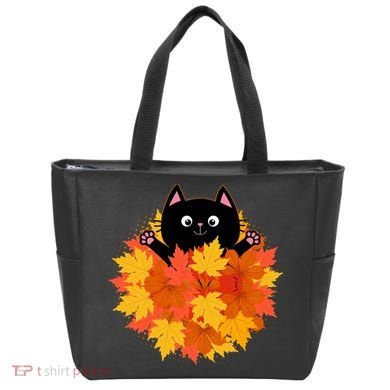 Cute Happy Black Cat Fall Autumn Leaves Bag