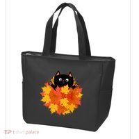 Cute Happy Black Cat Fall Autumn Leaves Tote Bag thumb 3