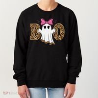 Cute Halloween Boo Ghost Vibes Spooky Season Women's Sweatshirt thumb 0