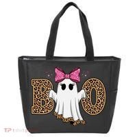 Cute Halloween Boo Ghost Vibes Spooky Season Tote Bag thumb 0