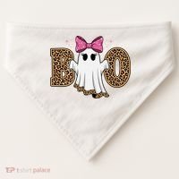 Cute Halloween Boo Ghost Vibes Spooky Season USA-Made Doggie Bandana thumb 0