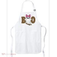 Cute Halloween Boo Ghost Vibes Spooky Season Apron thumb 0