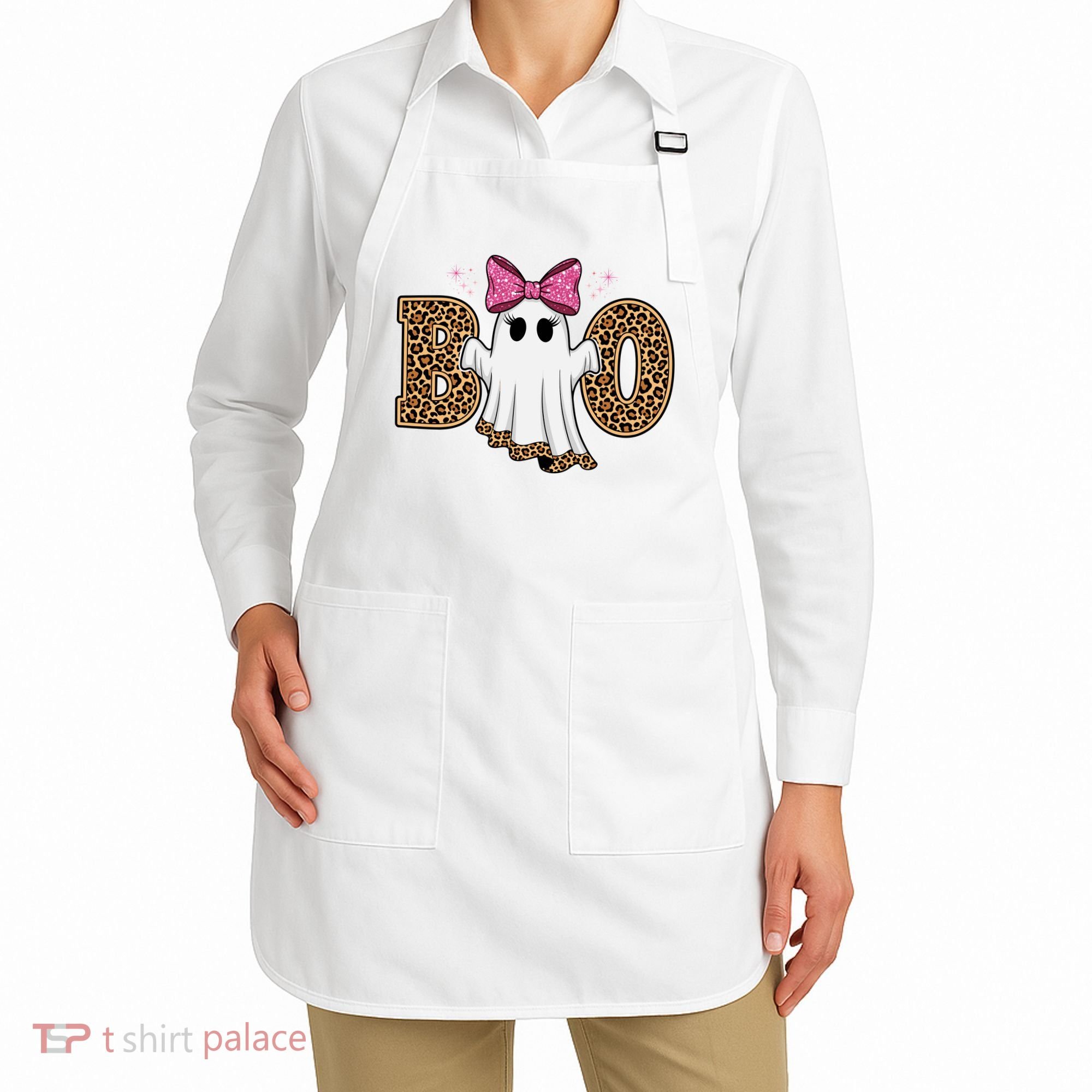 Cute Halloween Boo Ghost Vibes Spooky Season Apron