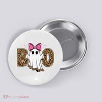Cute Halloween Boo Ghost Vibes Spooky Season Button thumb 0
