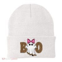 Cute Halloween Boo Ghost Vibes Spooky Season Beanie thumb 0