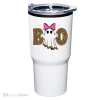 Cute Halloween Boo Ghost Vibes Spooky Season Tumbler thumb 0