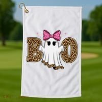 Cute Halloween Boo Ghost Vibes Spooky Season Golf Towel thumb 1