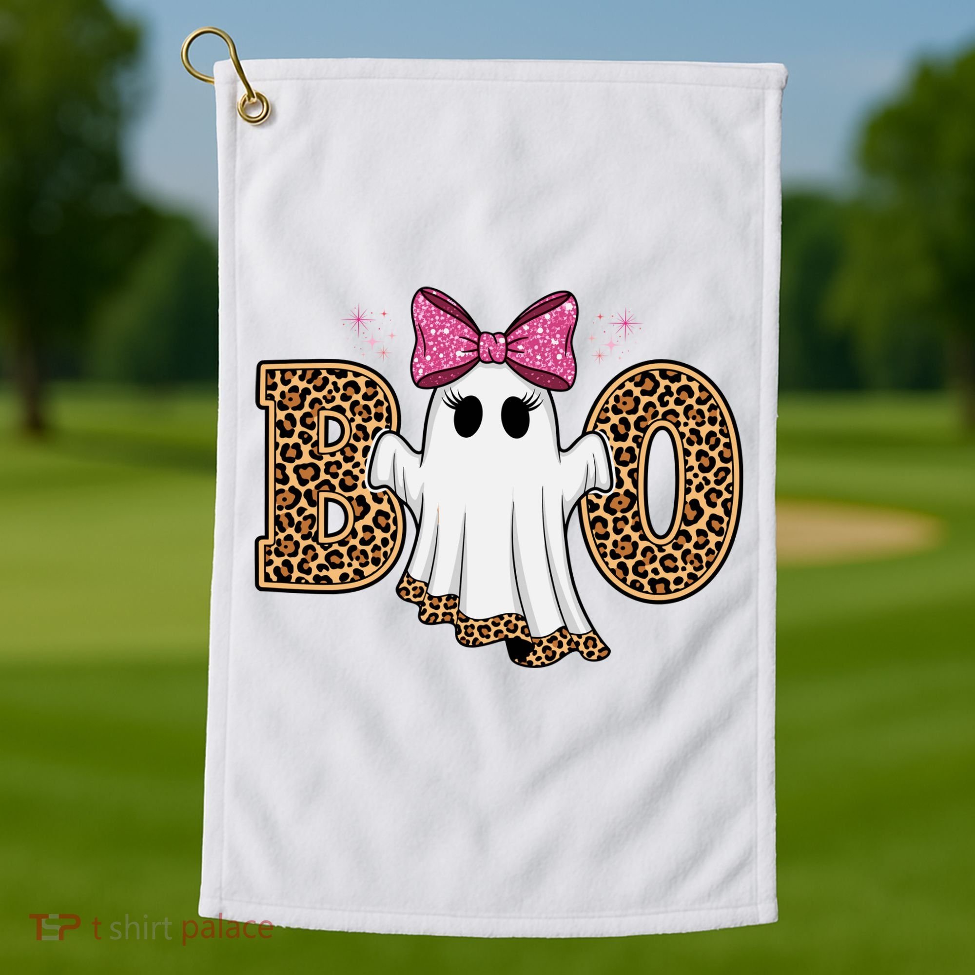 Cute Halloween Boo Ghost Vibes Spooky Season Golf Towel