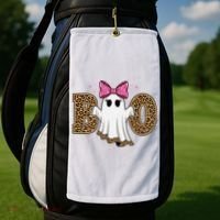 Cute Halloween Boo Ghost Vibes Spooky Season Golf Towel thumb 2