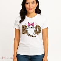 Cute Halloween Boo Ghost Vibes Spooky Season Women's T-Shirt thumb 4