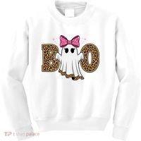 Cute Halloween Boo Ghost Vibes Spooky Season Kids Sweatshirt thumb 0