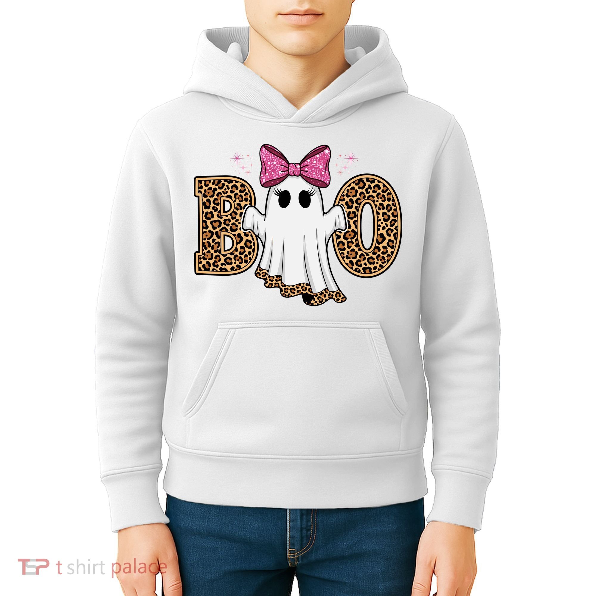 Cute Halloween Boo Ghost Vibes Spooky Season Kids Hoodie