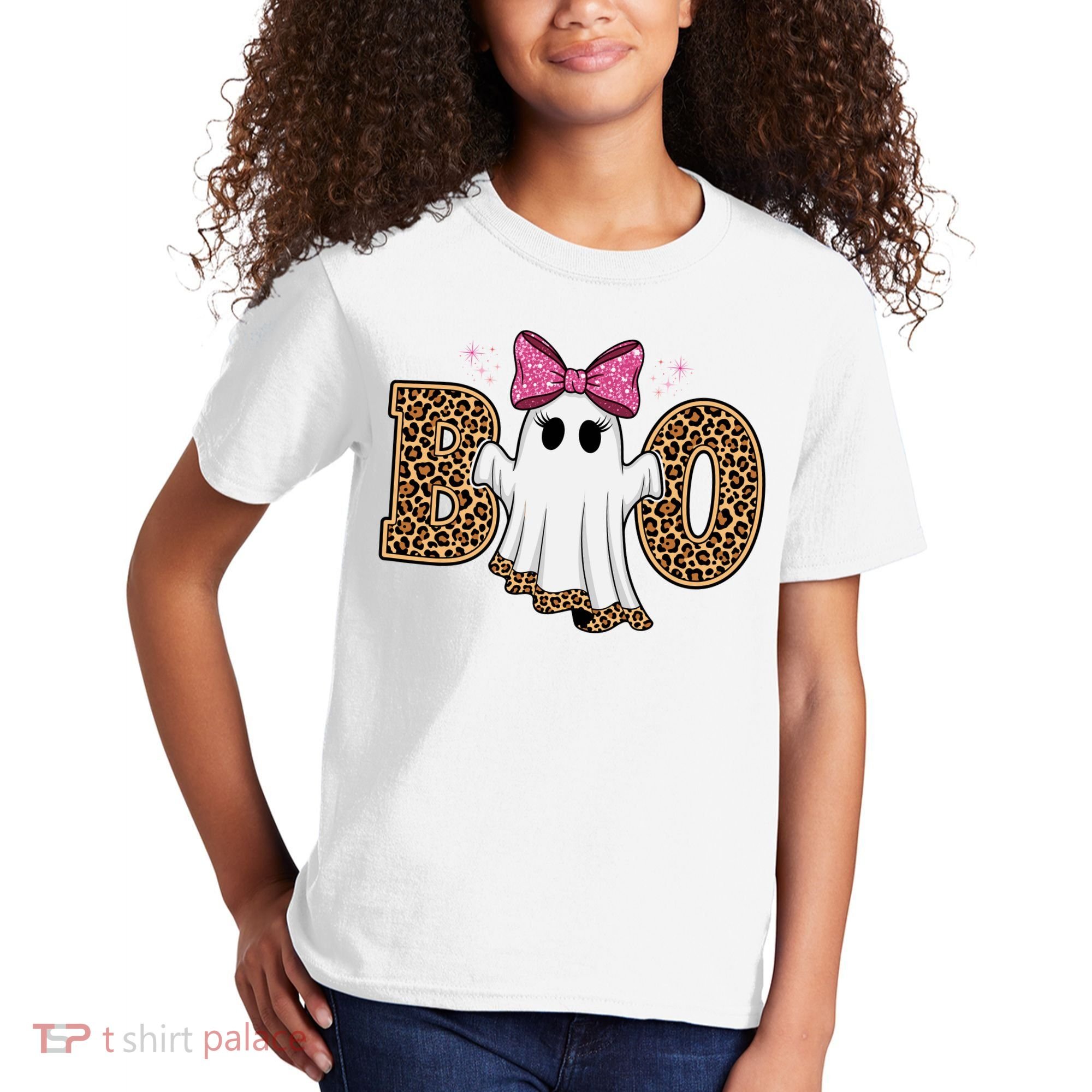 Cute Halloween Boo Ghost Vibes Spooky Season Kids T-Shirt