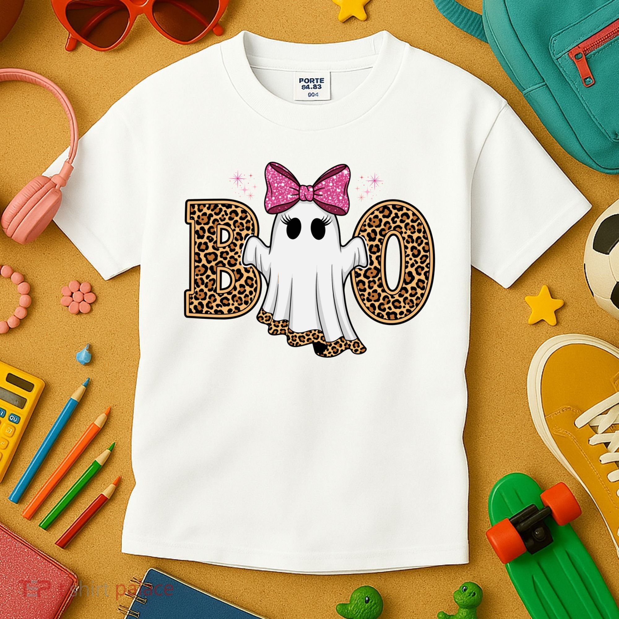 Cute Halloween Boo Ghost Vibes Spooky Season Kids T-Shirt