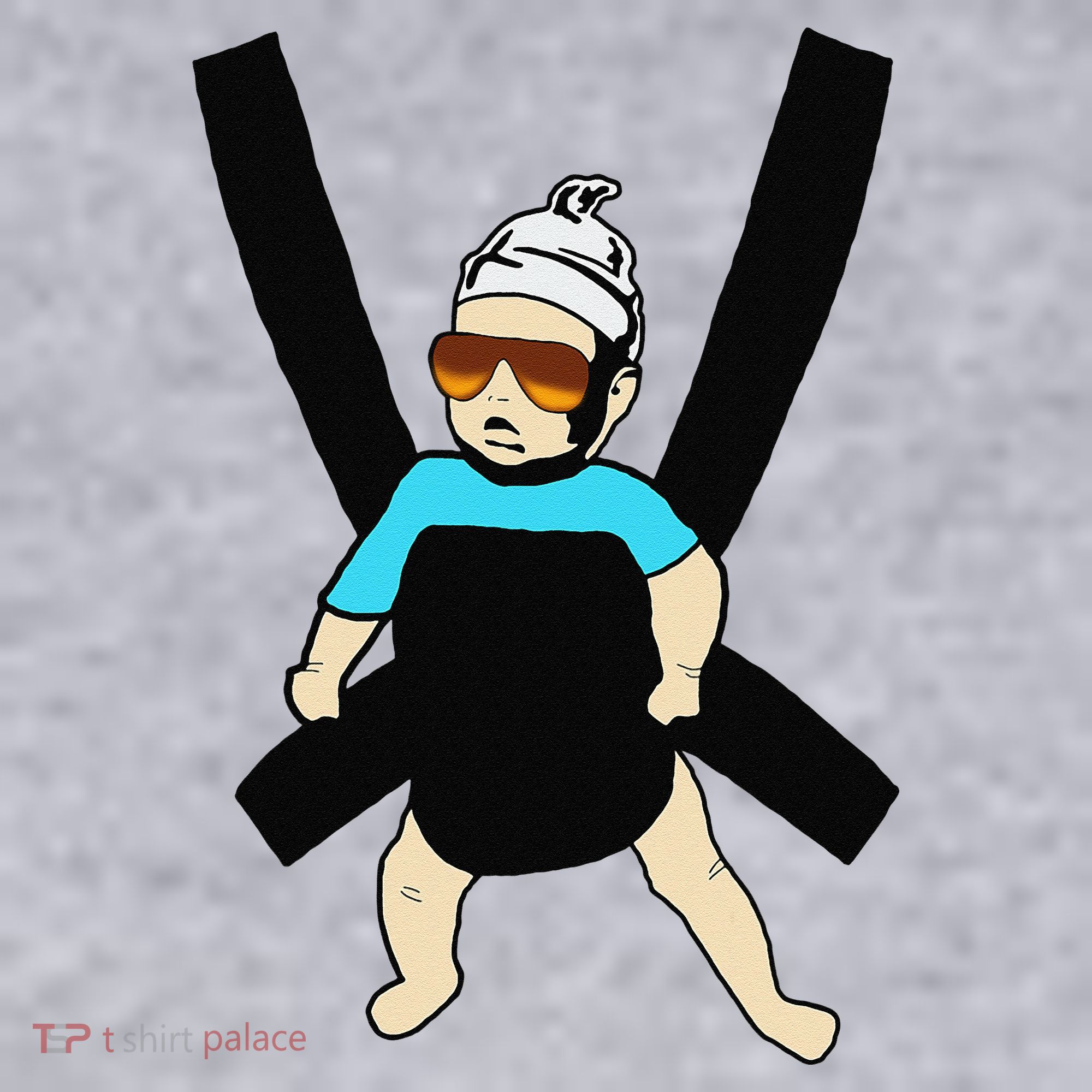 Carlos Hangover Baby with sunglasses in a strap Ladies Heavyweight Boxy Pullover Hoodie