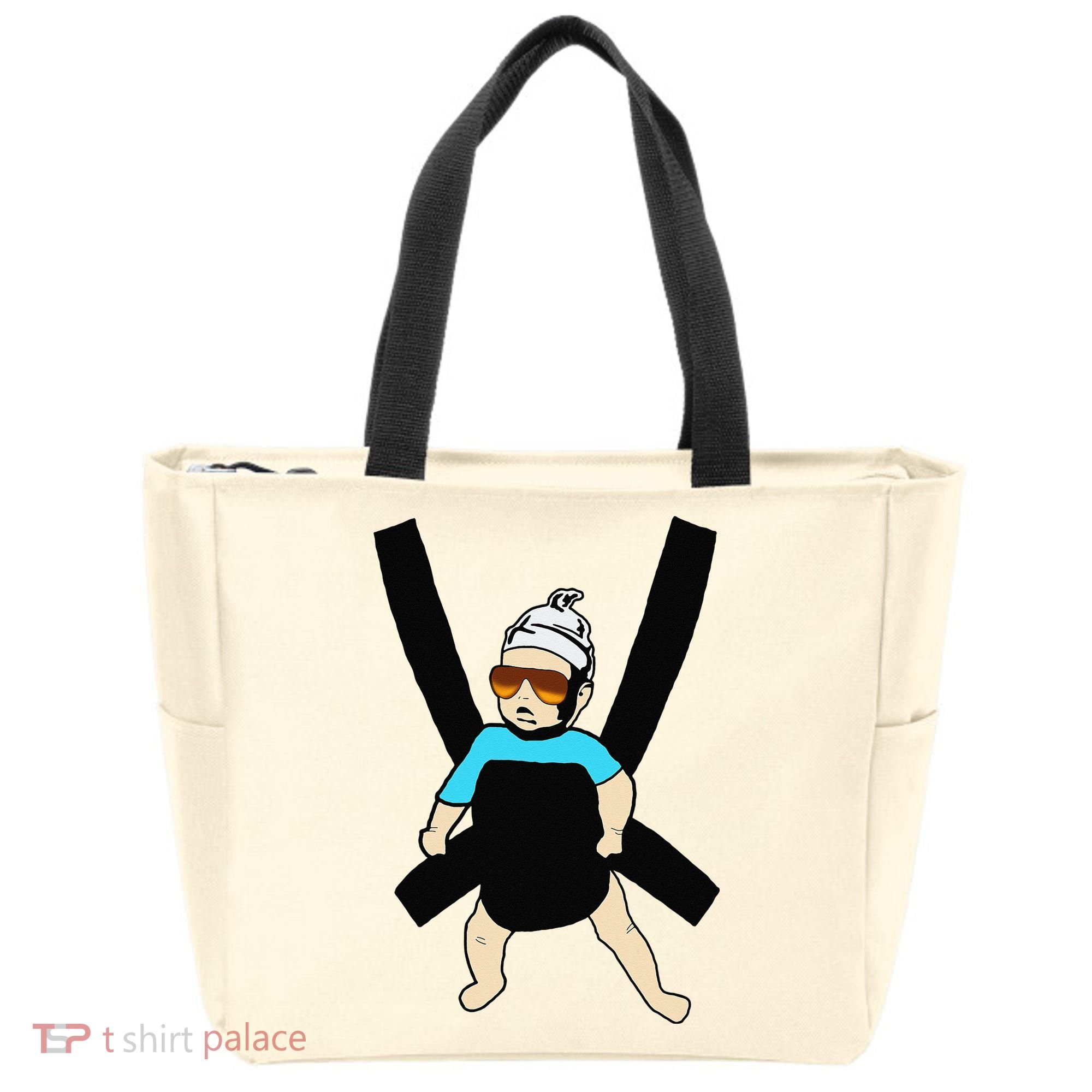 Carlos Hangover Baby with sunglasses in a strap Tote Bag