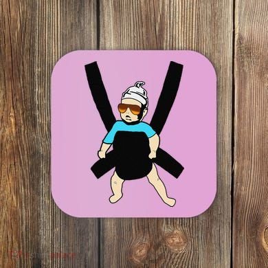 Carlos Hangover Baby with sunglasses in a strap Coaster