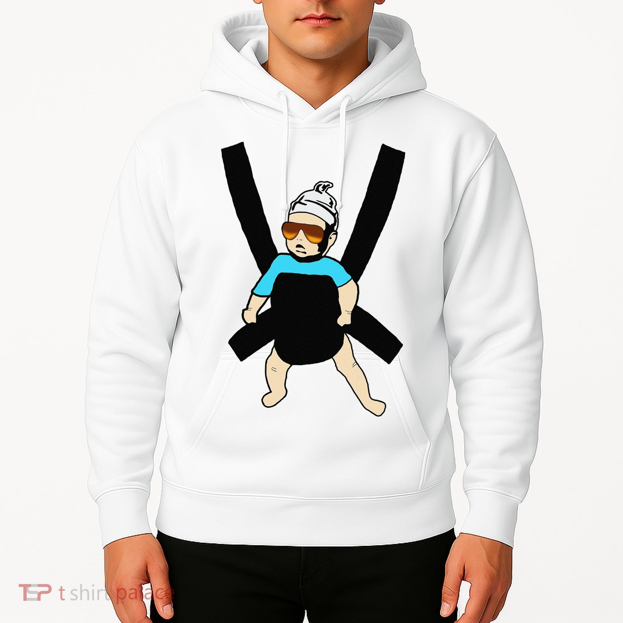 Carlos Hangover Baby with sunglasses in a strap Hoodie