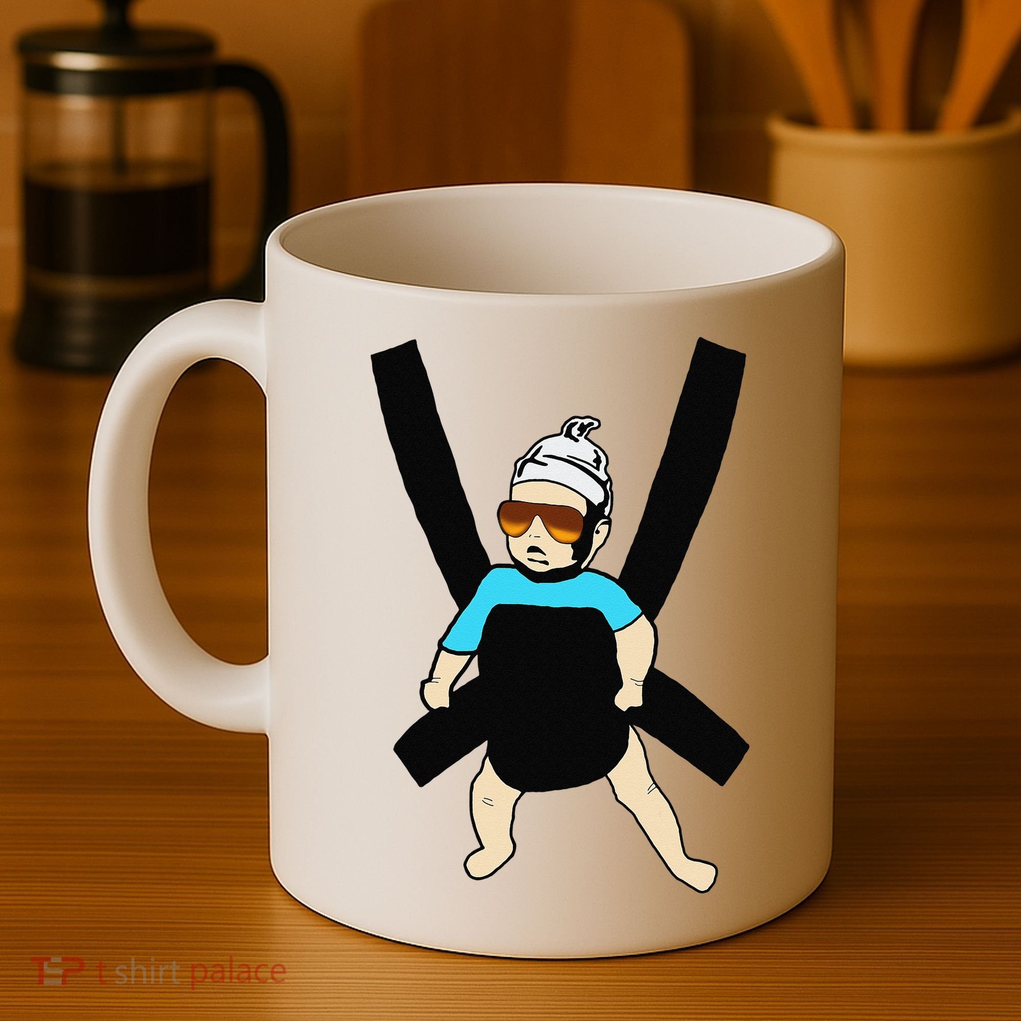 Carlos Hangover Baby with sunglasses in a strap Coffee Mug