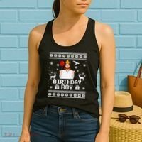Christian Happy Birthday Jesus Birthday Boy Ugly Christmas Sweater Women's Tank Top thumb 2