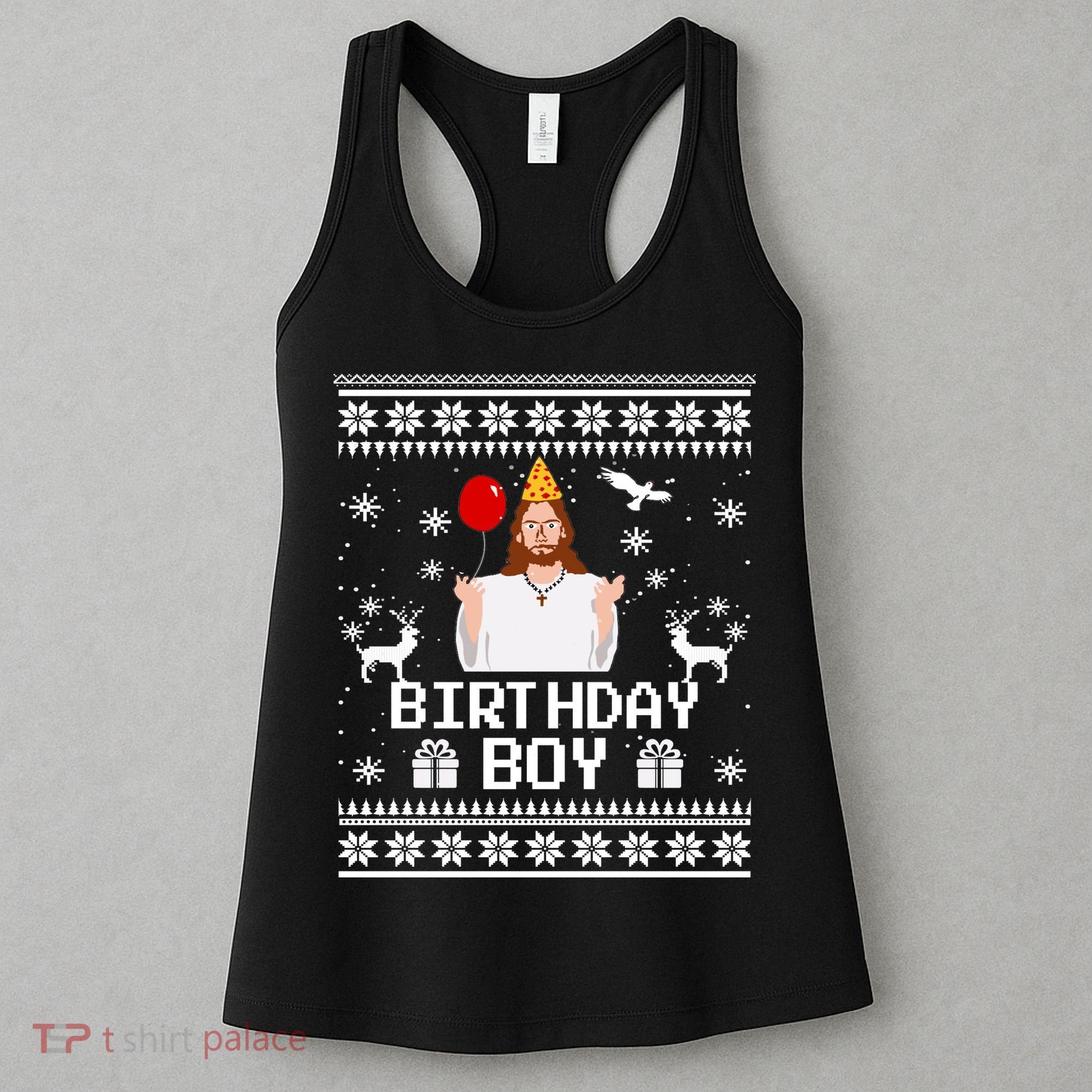 Christian Happy Birthday Jesus Birthday Boy Ugly Christmas Sweater Women's Tank Top
