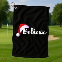 Christmas Holidays Believe Santa Claus Golf Towel thumb 1