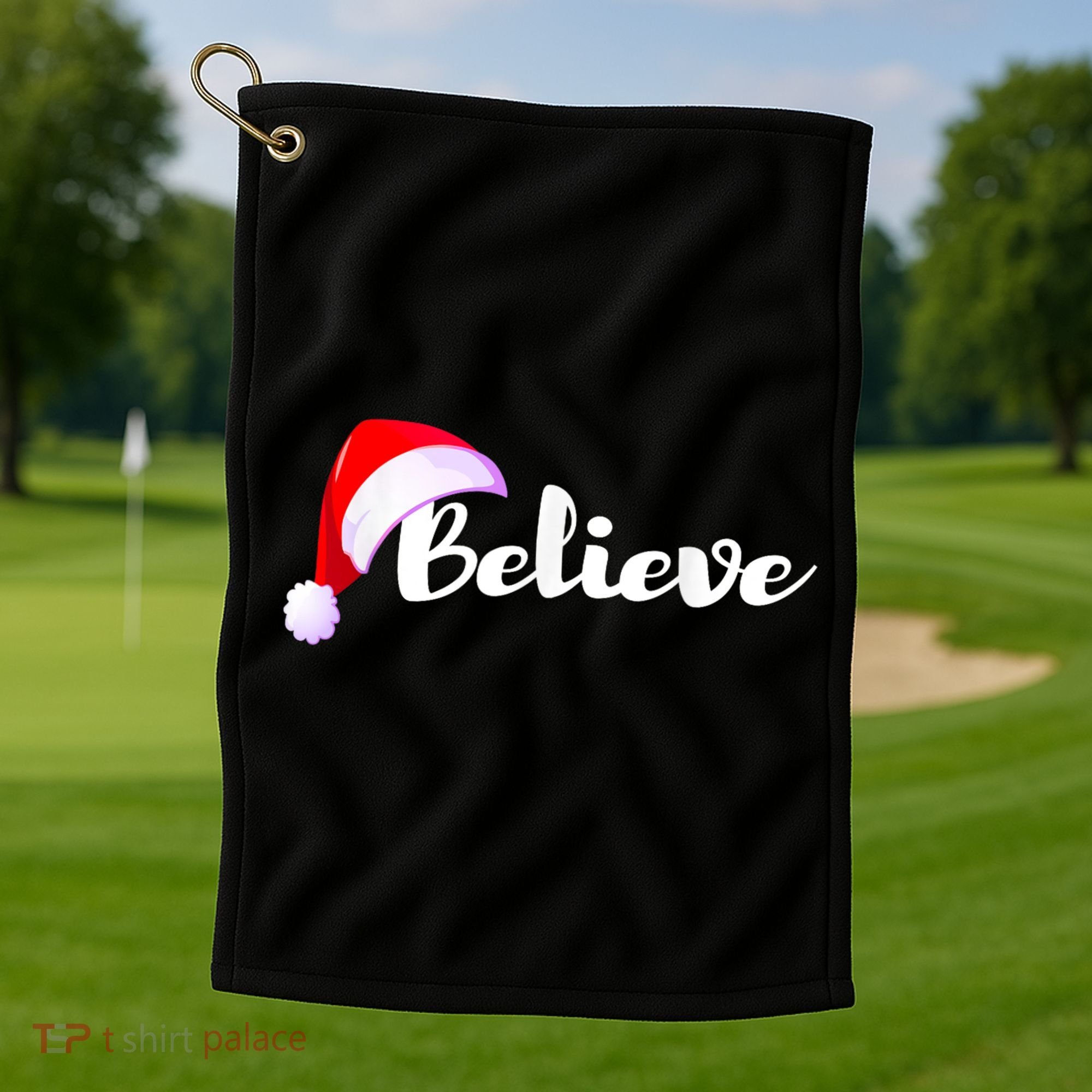 Christmas Holidays Believe Santa Claus Golf Towel