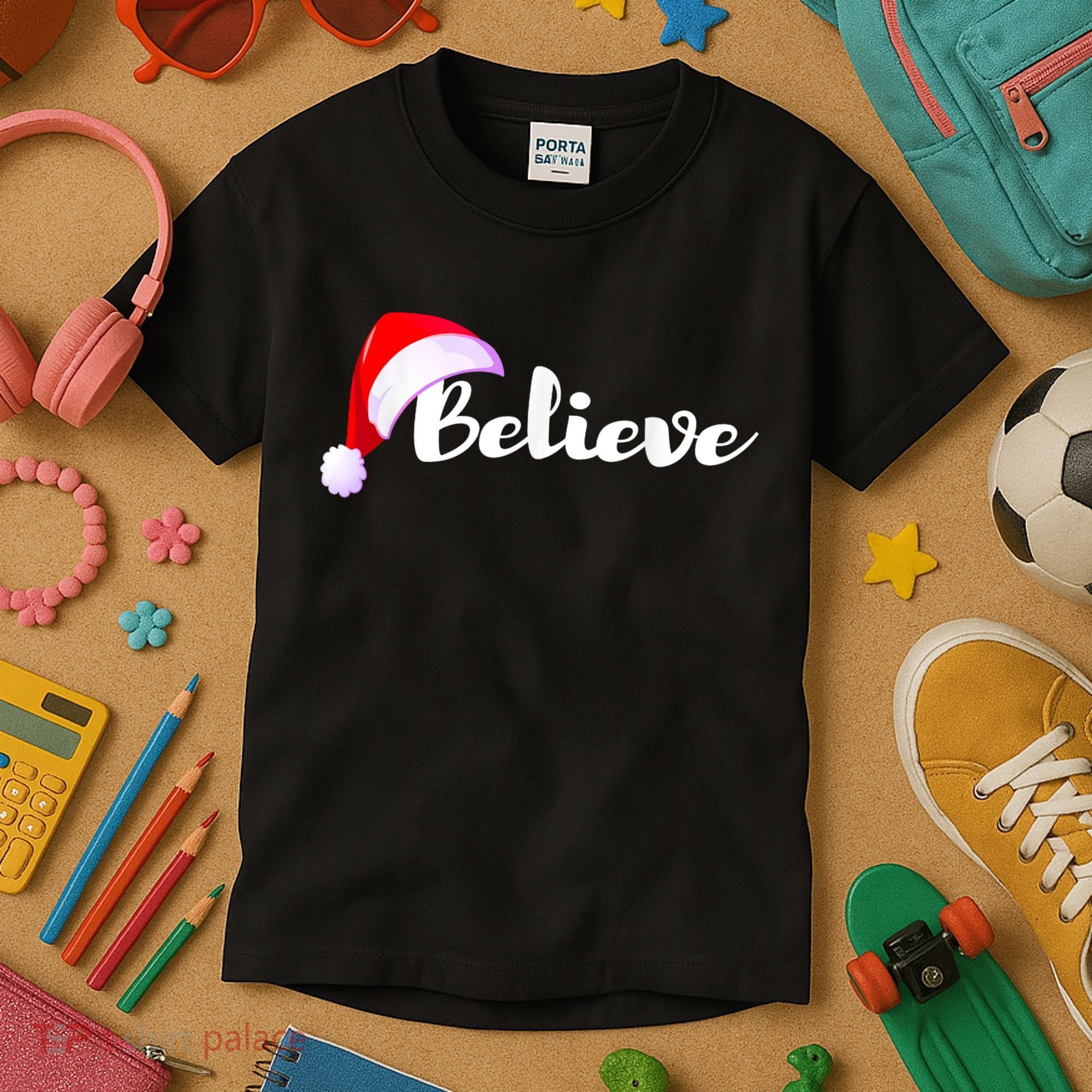 Christmas Holidays Believe Santa Claus Kids T-Shirt
