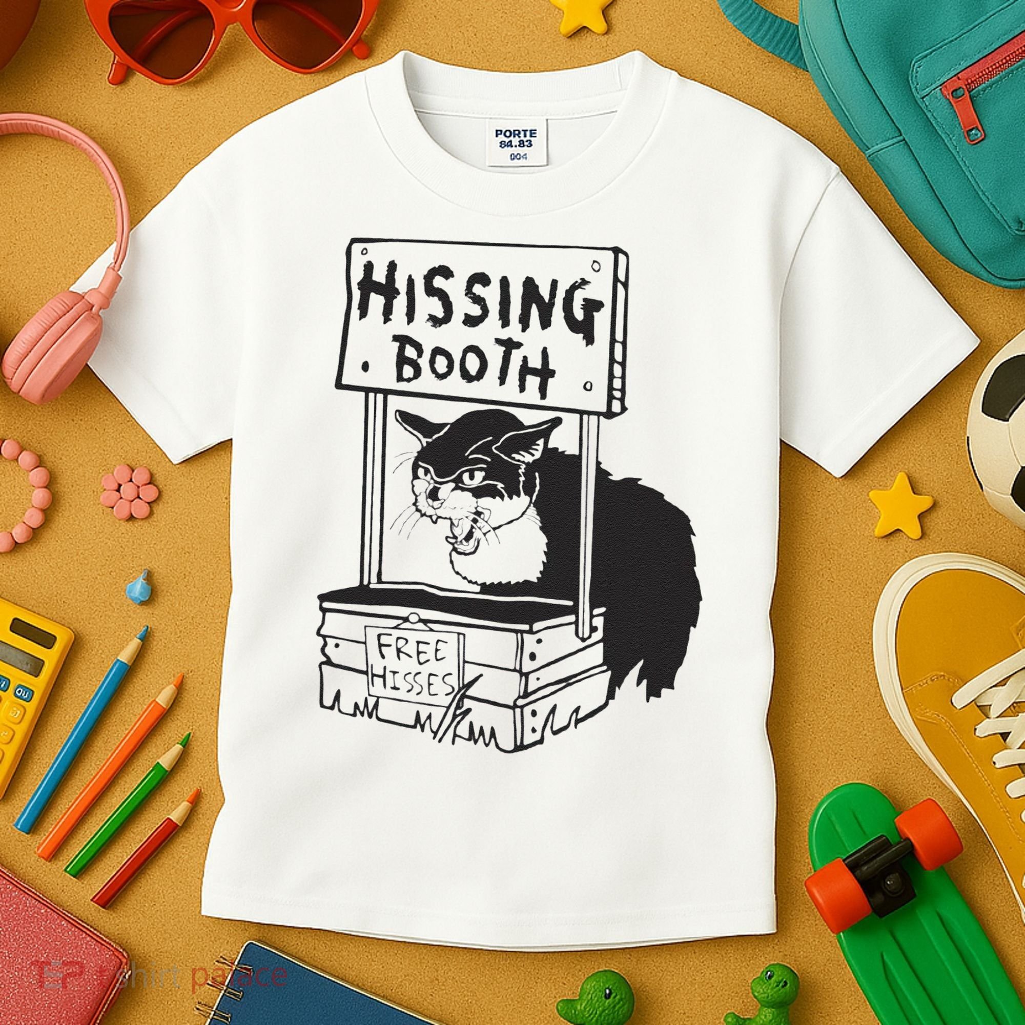 Cat Hissing Booth Free Hisses Kids T-Shirt