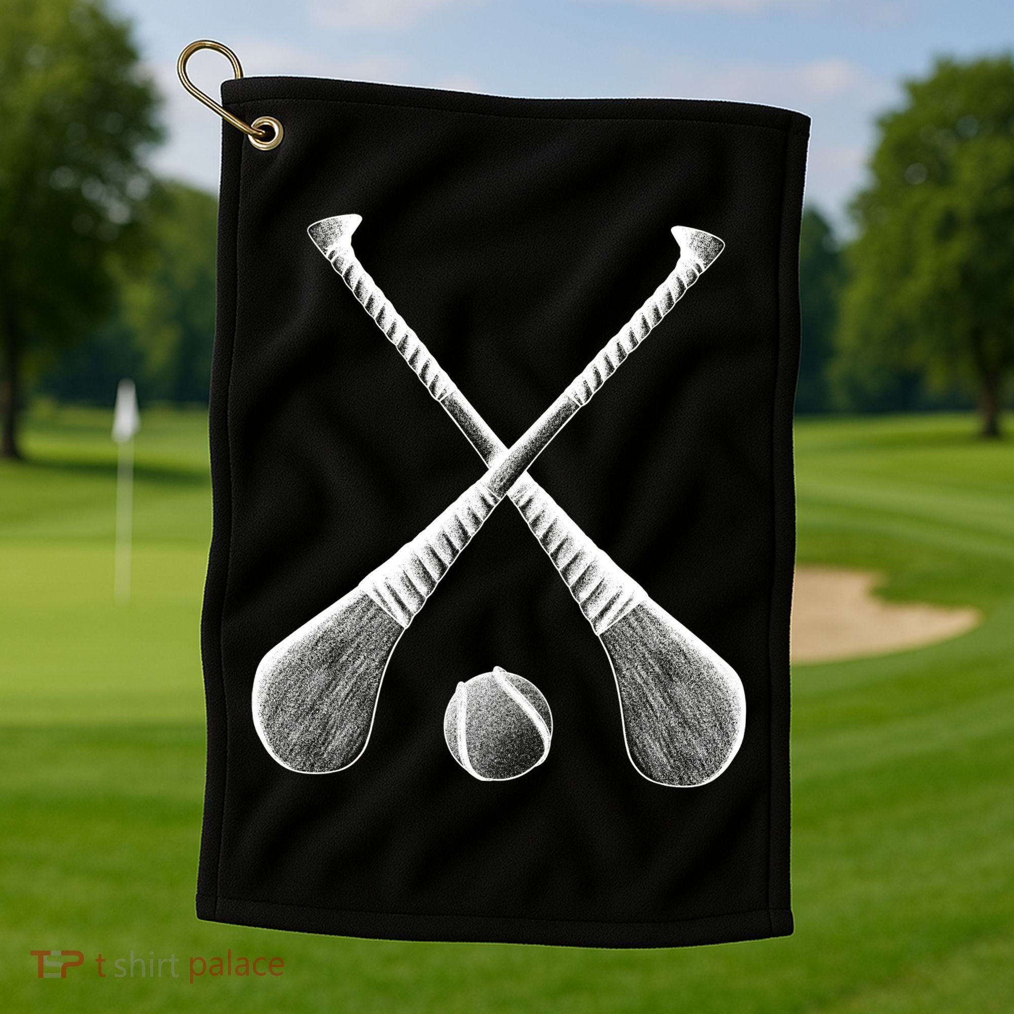 Crossed Hurling Bats Golf Towel