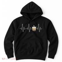 Cute Heartbeat Bubble Tea Boba Milk Tea Kawaii Gift Idea Hoodie thumb 0