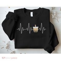 Cute Heartbeat Bubble Tea Boba Milk Tea Kawaii Gift Idea Sweatshirt thumb 2