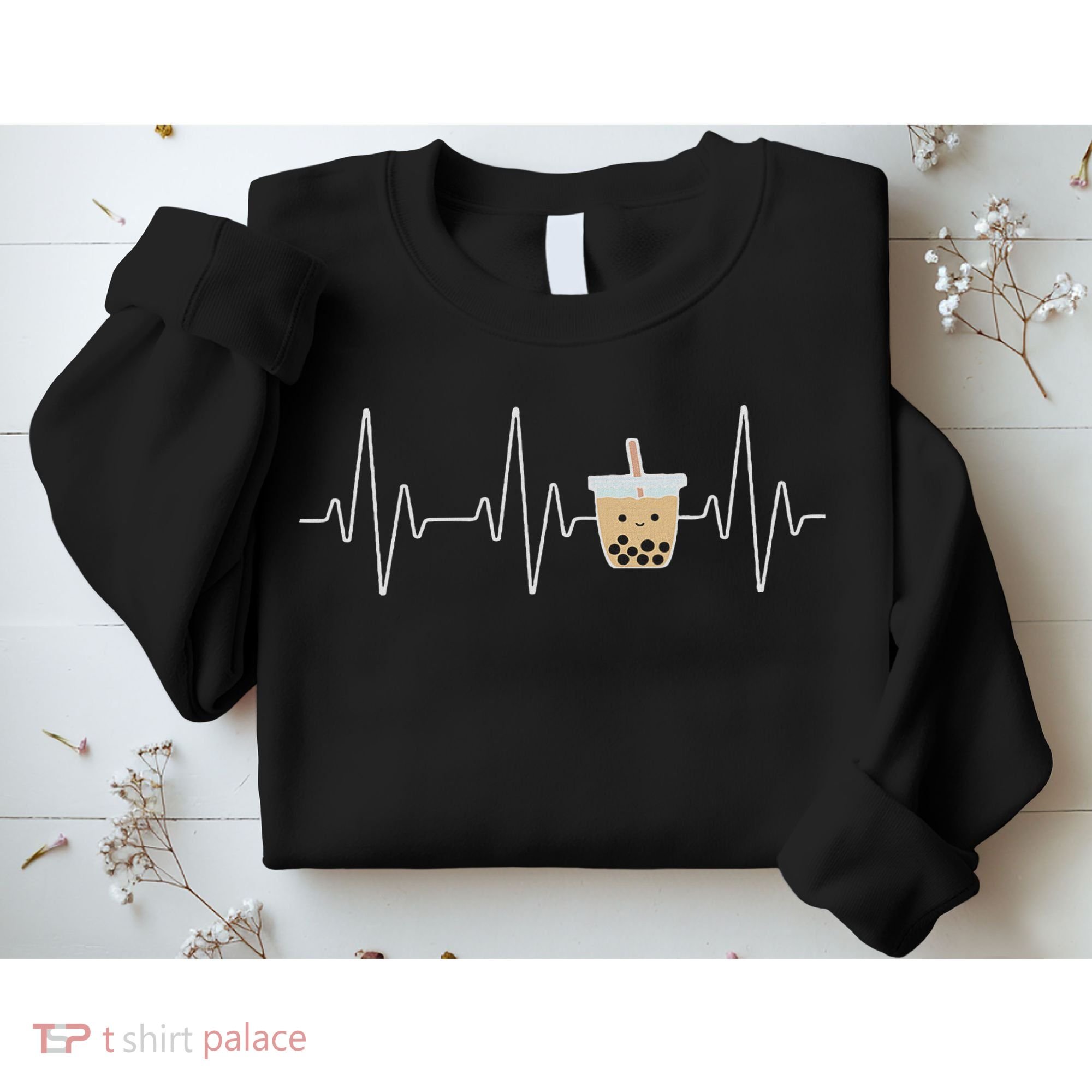 Cute Heartbeat Bubble Tea Boba Milk Tea Kawaii Gift Idea Sweatshirt