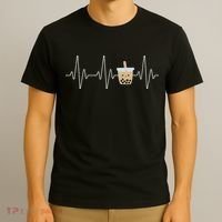 Cute Heartbeat Bubble Tea Boba Milk Tea Kawaii Gift Idea T-Shirt thumb 3
