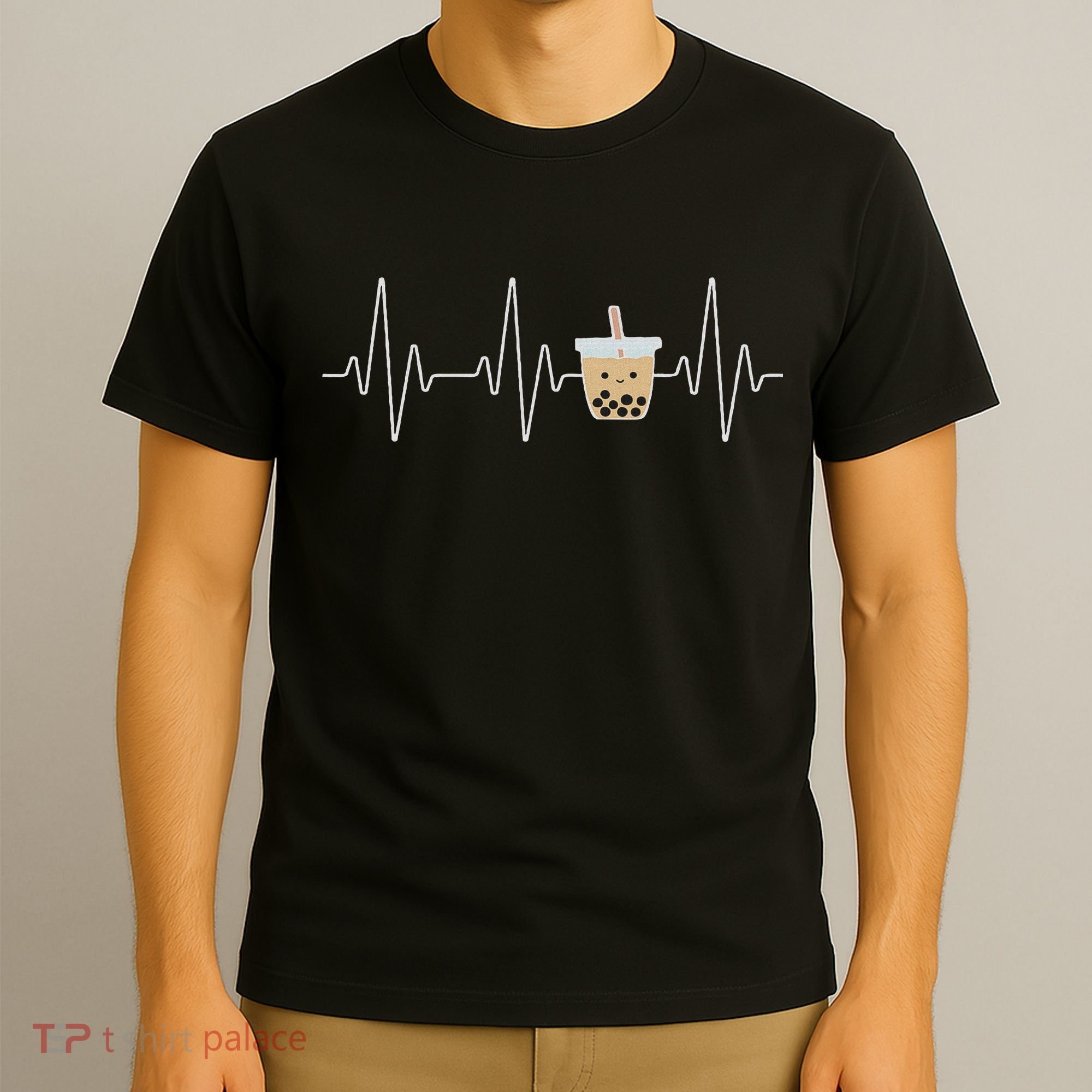 Cute Heartbeat Bubble Tea Boba Milk Tea Kawaii Gift Idea T-Shirt