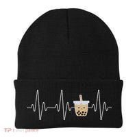 Cute Heartbeat Bubble Tea Boba Milk Tea Kawaii Gift Idea Beanie thumb 0