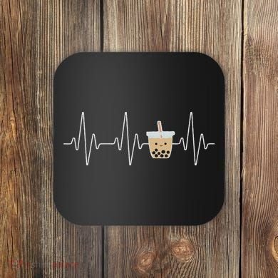 Cute Heartbeat Bubble Tea Boba Milk Tea Kawaii Gift Idea Coaster