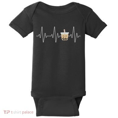 Cute Heartbeat Bubble Tea Boba Milk Tea Kawaii Gift Idea Baby Bodysuit