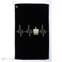 Cute Heartbeat Bubble Tea Boba Milk Tea Kawaii Gift Idea Golf Towel thumb 0