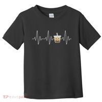 Cute Heartbeat Bubble Tea Boba Milk Tea Kawaii Gift Idea Toddler T-Shirt thumb 0