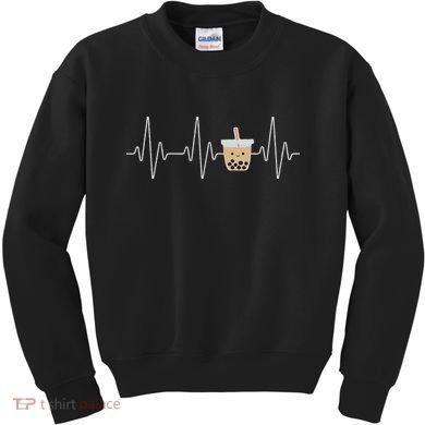 Cute Heartbeat Bubble Tea Boba Milk Tea Kawaii Gift Idea Kids Sweatshirt