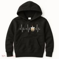 Cute Heartbeat Bubble Tea Boba Milk Tea Kawaii Gift Idea Kids Hoodie thumb 0