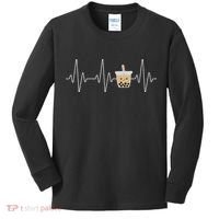 Cute Heartbeat Bubble Tea Boba Milk Tea Kawaii Gift Idea Kids Long Sleeve Shirt thumb 0