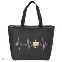 Cute Heartbeat Bubble Tea Boba Milk Tea Kawaii Gift Idea Tote Bag thumb 0