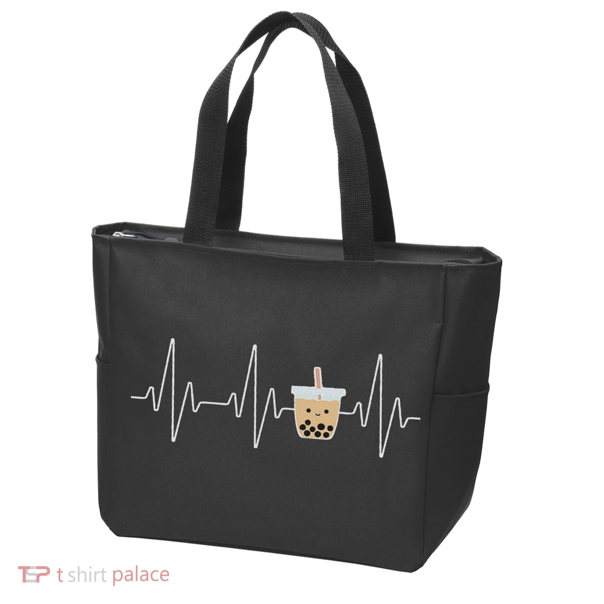 Cute Heartbeat Bubble Tea Boba Milk Tea Kawaii Gift Idea Tote Bag