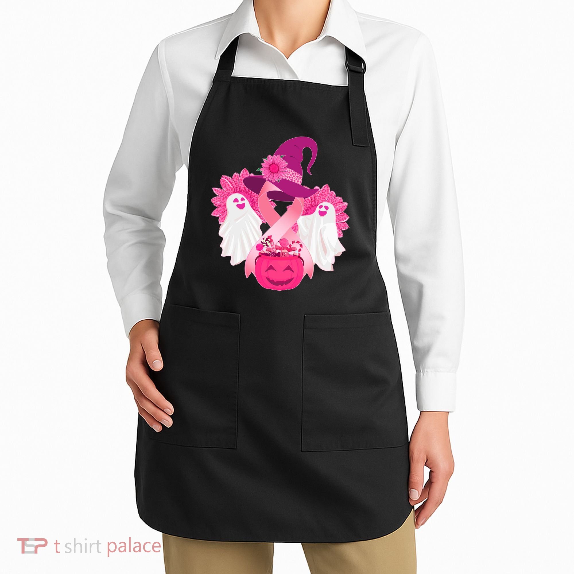 Cute Halloween Breast Cancer Awareness Apron