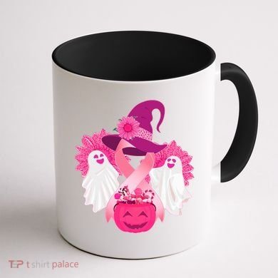 Cute Halloween Breast Cancer Awareness Coffee Mug back