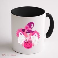Cute Halloween Breast Cancer Awareness Coffee Mug thumb 1