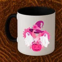 Cute Halloween Breast Cancer Awareness Coffee Mug thumb 2