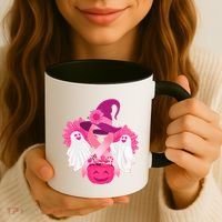 Cute Halloween Breast Cancer Awareness Coffee Mug thumb 3